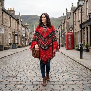 100% Pure Wool of Glenugie of Scotland Vintage Cape Poncho